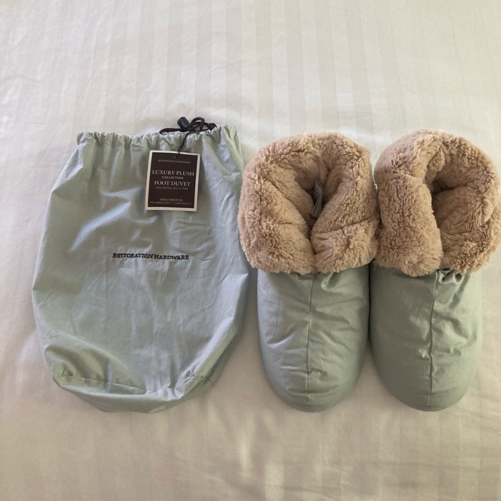 Restoration Hardware Gray and Cream Slippers